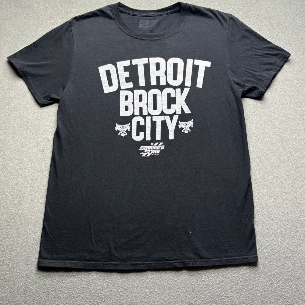 WWE‎ Men T-Shirt Cotton Black Large Detroit Brock City SummerSlam 2023 Graphic